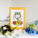 【イラスト】ふくねこ親子　#猫　#招き猫　不景気に猫パンチ！