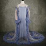 送料無料！ 爽やかで優しいブルーオンショルダードレス+ケープ風ドレス 抜群のおしゃれ見え 前撮り結婚式