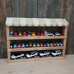 オーダー品　カフェの屋根　トミカ収納3段　幅50cm　シェルフ　本体うっすら白