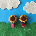 【再再再再再再販】＊2コセット＊デニムひまわりヘアクリップ