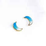 夜明けの月〔 ノンホールピアス / イヤリング / チタンピアス / 樹脂ピアス / シンプル / レジン / 青 / 月 / 星空 / 夜 / 秋 / 冬 〕       