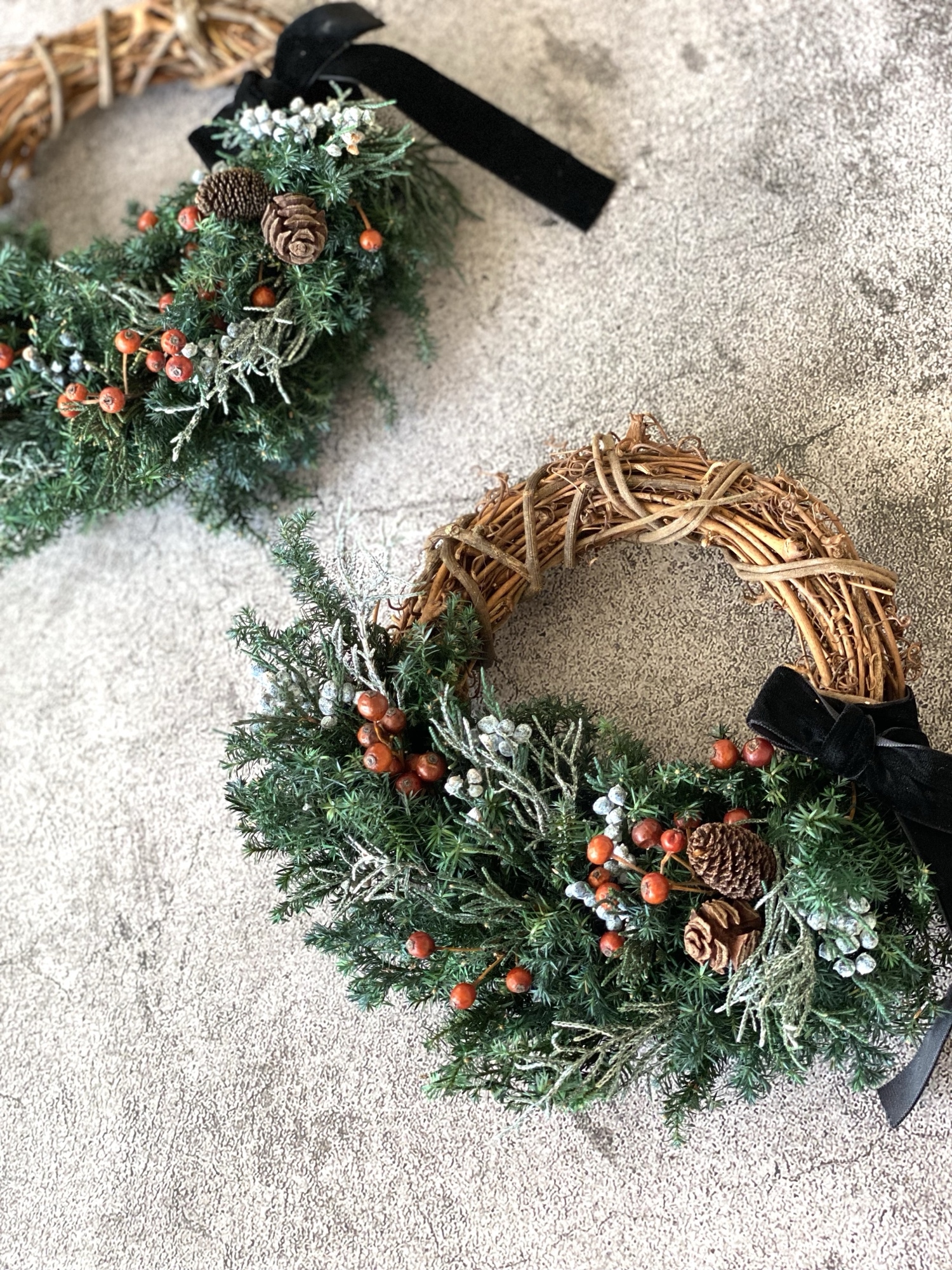 ☆ウィンターリース☆クリスマスリース☆ハーフリースグリーンレッド