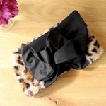 【ブラック×ヒョウ柄ファー】ワイヤーヘアターバン