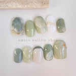 ꫛꫀꪝ   抹茶 nail 🍵 no.041【size order】グリーン  / シンプル / 抹茶 / ニュアンス / 和風