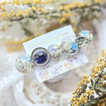 かすみ草  サークル レジン ヘアクリップ シルバー ( ブルー 青 水色 ) ギフト / ドライフラワー / 花