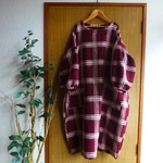 natural*ウール混えんじチェックバルーンOP