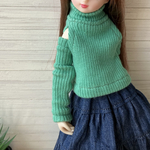 アームウォーマー付きトップス☆ドール洋服(リカちゃんブライスの洋服)グリーン