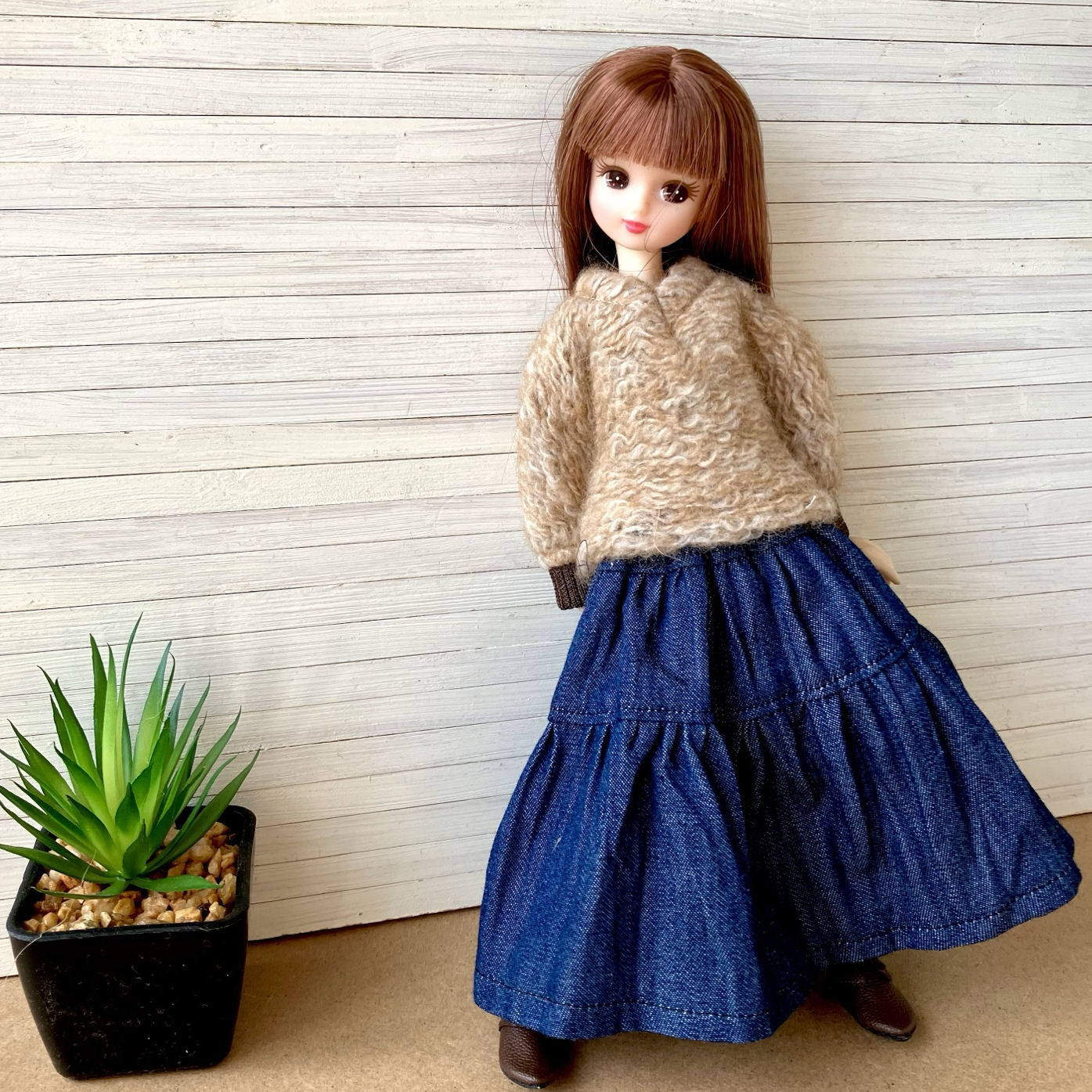 デニムティアードロングスカート☆(ドール服)22センチドール服