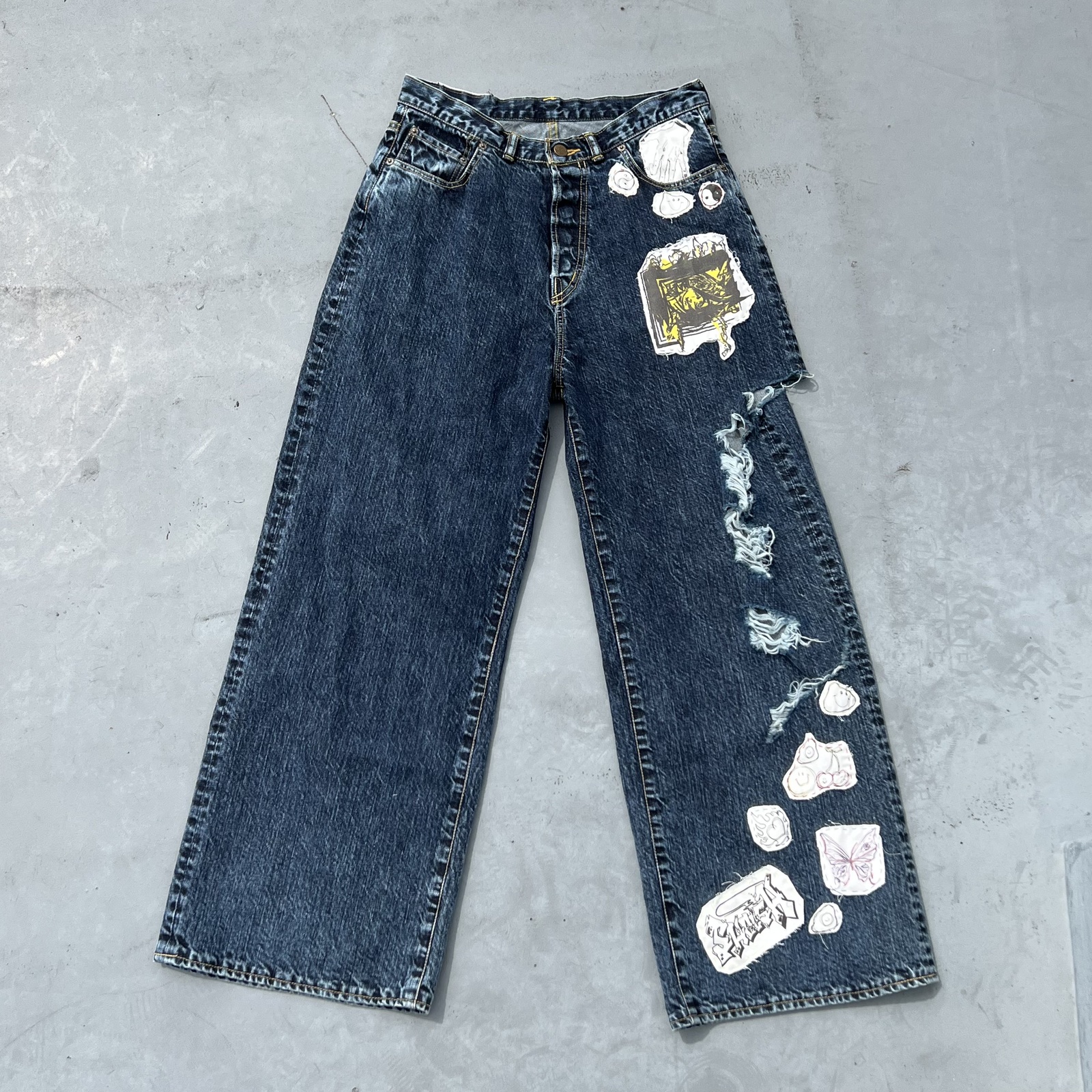 パッチワークデニムカーゴパンツ(ssp7329a)