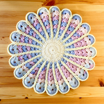 ふっくら手編み円座クッション【お花ざぶとん】さくらもちの花（ピンク×パープル）