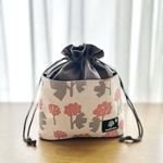 【再販無し】外ポケット付き巾着袋 巾着ポーチ バッグインバッグ 小物入れ 北欧柄 花柄 巾着 巾着袋 プレゼント 