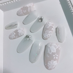 再販  ネイルチップ 量産型 サイズオーダー ツヤなしマット 花柄ネイルチップ