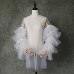 トップス  ソフトチュール  オフホワイト  ロングスリーブ  ウェディングドレス カーディガン
