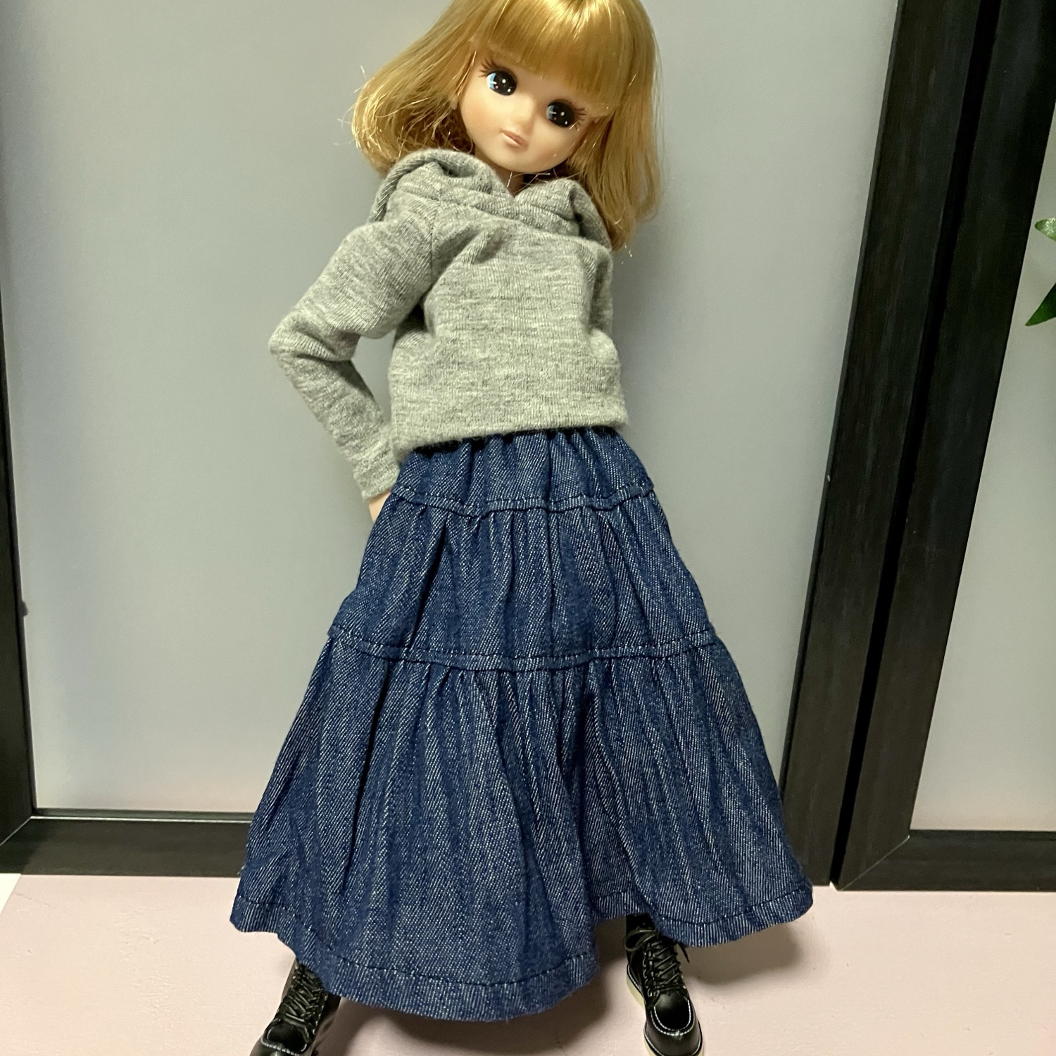 デニムティアードロングスカート☆(ドール服)22センチドール服