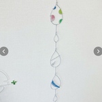 wire*･.｡.:*･まぁるい白い気球　壁掛けモビール風船ワイヤーアート針金モビールフラワーベース一輪挿しワイヤークラフト