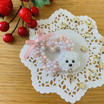 🐻‍❄️ビションフリーゼさん🩷ハートのリースブローチ🎄