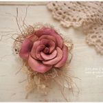 ＊（ピンク）乙女な薔薇の２way ブローチ