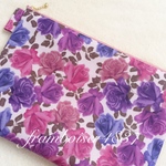 ラスト　輸入リバティ　Rosie's flowers Zカラー　25cmファスナーフラットポーチ