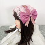 紅紫×ピンクレース帯留めヘッドドレス