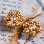 Flower イヤリング(ピアス) アンティーク風