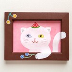 ★クリスマス限定★ 絵画 原画『楽しいが始まる』額付き 一点物 ねこ 可愛い クリスマス