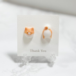 【ぷっくりまんまる柴犬とおしり】柴犬　おしり しばけん　しばいぬ ピアス　イヤリング　ピンバッチ　ヘアピン　動物　犬　いぬ　(受注制作)
