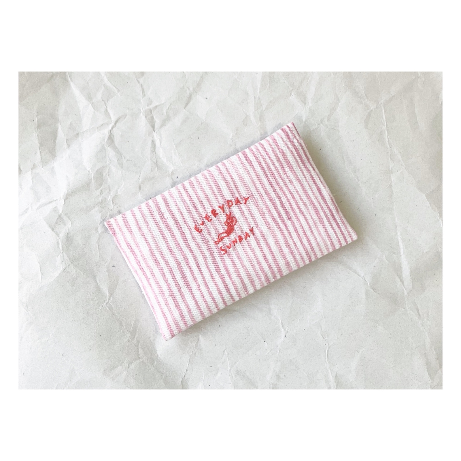 刺繍カードケース/アクセサリーケース/ストライプ ステッチ　EVERYDAY is SUNDAY / RED