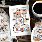 シール コーヒー 6シート カッフェラテ コーヒーポット おしゃれ イラスト 英字 PET 