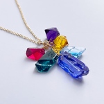幻想的なカラフル鉱石ネックレス　レジン　ワックスコード変更可能