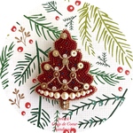 Christmas Tree 2023 〜Coup de Coeur〜ビーズ刺繍ブローチ
