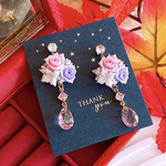 数量限定❣️薔薇🌹✨️ クリスタル ジルコニア お洒落 ハンドメイド ピアス イヤリング レディース アクセサリー