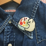 シロクマ with しろくま 刺繍ブローチ