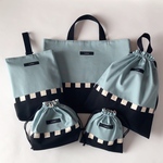 【お名前刺繍可】入園入学 レッスンバッグ シューズケース 体操着袋 コップ袋 お弁当袋 5点セット 名入れ ブルー