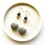 🖤上質染色コットンパール×シロップハートピアス