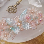 （green）桜と雪の妖精の蝶バレッタ（hair ornaments of  butterfly〜fantasy of spring and winter〜）