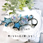 Twinkleスター🌟キークリップ🔑 寒くなると色が変化🩵暗闇で光る蓄光機能も✨ レジン じゃれ猫 
