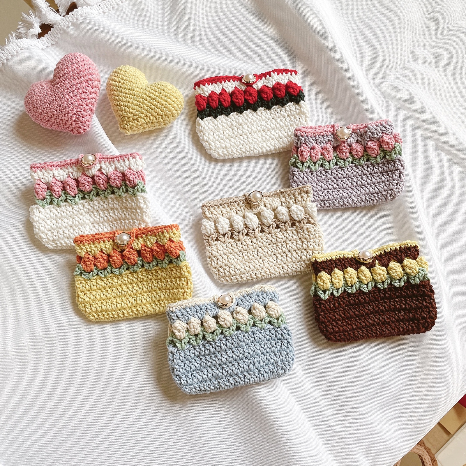 チューリップ 手編み 編み物 かぎ編み かぎ針編み ハンドメイド カード