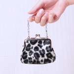 バッグチャーム・アニマル柄【ユキヒョウ】ベルボア　ミニがま口ポーチ
