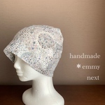 送料無料＊handmadeリバティダブルガーゼ帽子〈Adelajda アデラジャ　green grey〉LIBERTY