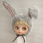 再487.※グレーのファーのうさ耳帽子※ブライスアウトフィット※