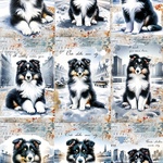 オリジナル 生地 ブロックデザイン ハンドメイド素材 シェルティ 犬柄