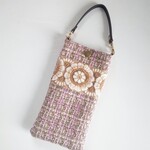 インド刺繍＊ツイードスマホポーチ