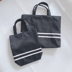 通学通園バッグ2点セット　ナイロンタイプ　紺色×白ライン