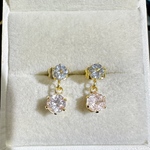 サージカルステンレス　アクアマリン　モルガナイト　ピアス（ゴールド）