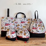 ★new!   【5点セット】　はたらく車柄　design E  グレー×黒