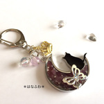 ★７月の誕生石★ルビーに止まる銀の蝶★黒猫のバッグチャーム*8