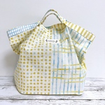 送料込み 𖤣𖥧 Pattern stripe dots & checks (ティーグリーン×エアブルー) 𖥧𖧧 コンビニ用 エコバッグ