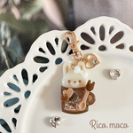 【うさぎ】Rico.mocoカフェシリーズ ホットココア レジンキーホルダー シェイカーキーホルダー 1点