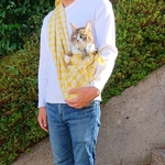 【スリング】抱っこしてほしい猫さんのためのスリング（脱走防止首輪付きリード有）☆まんまるお花柄イエロー