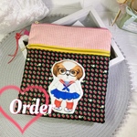 【arielbobo様】オーダー　2段ポーチ　アンコ　ジョース　シーズー　黒猫　ハチワレ　ハンドメイド　猫　犬　　